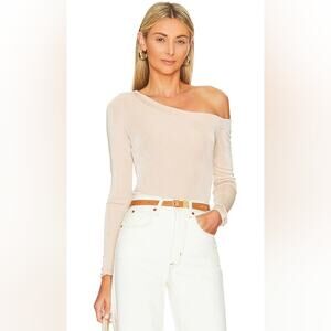 NWT Free People That's Hot long sleeve Bodysuit in Blossom Pearl medium nude